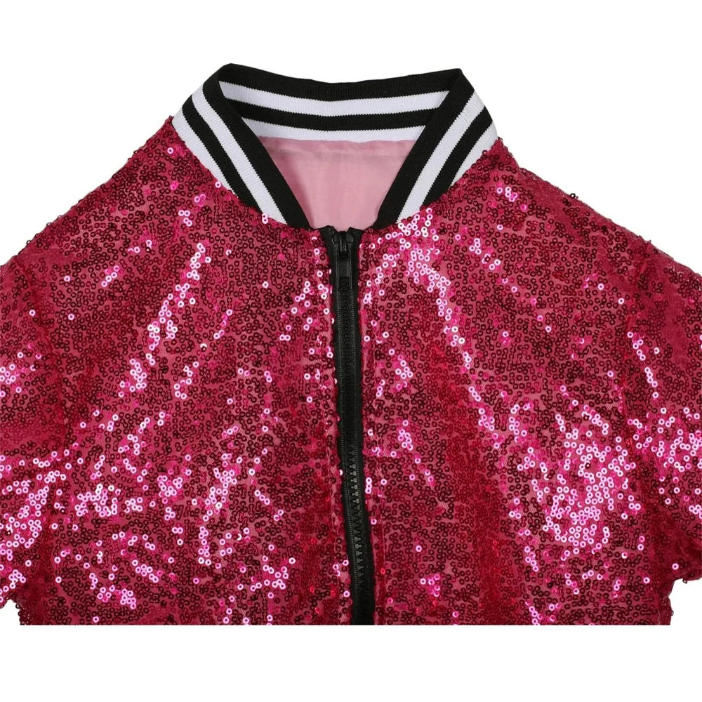 NEW Girls Halloween Pink Sequin Jacket One Size